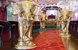 Estatua de Ganpati de fibra para decoración de entrada, pilares dorados de FRP con estatua de Ganesha, estatua de Lord Ganesha FRP, decoración de pasarela, EE. UU. - Product Image 5