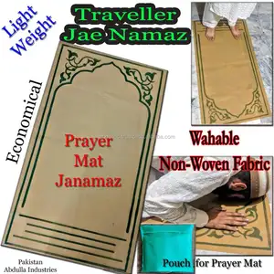 不織布のTRAVELER PRAYER MATS非常に軽量60gsm。洗える祈りマットジェナマズ祈りラグジャナマズ経済的