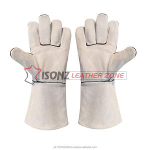Gants de soudage à index renforcé à double paume Gants de travail de sécurité en cuir véritable Anti-coupure Anti-impact Fonctions - Product Image 2