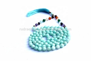 Nuevo DISEÑO DE amazonita y Perla, collar de cuentas Mala anudadas de 7 Chakras, patrón de corazón con 108 cuentas, conjunto espiritual de piedra Natural - Product Image 6