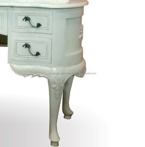 Coiffeuse en bois acajou massif sculpté, ensemble de miroirs, Style français - Product Image 4