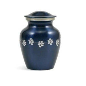 Urnes de crémation classiques pour animaux de compagnie en laiton de qualité supérieure avec empreintes de pattes rondes finies en étain à bas prix - Product Image 1