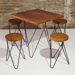 Ensemble de Table de Restaurant industriel en bois massif, meubles de Restaurant en métal - Product Image 4