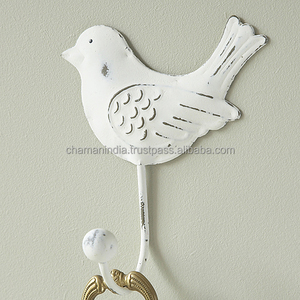 ตะขอเหล็กติดผนังรูปนกโลหะสีขาว - Product Image 1