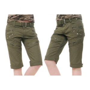 กางเกงขาสั้นทํางานผ้าฝ้ายระบายอากาศคุณภาพดีที่สุดสําหรับสุภาพสตรีที่มีเอวเพิ่มขึ้นปกติกระเป๋าสินค้าสวมใส่ทํางานกางเกงขาสั้นขากางเกงขาสั้นยาว - Product Image 1