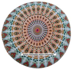Cotton Floor <b>Cushion</b> Cover <b>Peacock</b> Mandala Home Multiple Color Handmade Ethnic 100% Decorative By Indian Consigners - Product Image 2