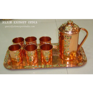 Juego de jarra de cobre de diseñador, cristal - Product Image 4