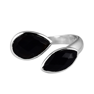 natural dyed black onyx gemstone solid 925 sterling <b>silver</b> <b>adjustable</b> <b>ring</b> - Product Image 1