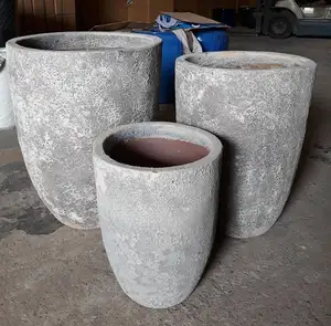 [Anny] Atlantis // Pots en céramique émaillée d'extérieur, jardinières de fleurs // Lot de 3 // Fournisseur de poterie du Vietnam