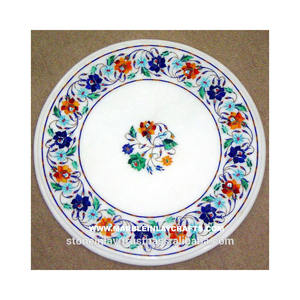 หินอ่อนสีขาวรอบโต๊ะกาแฟ,Inlay หินอ่อนท็อปส์ซูตาราง - Product Image 1