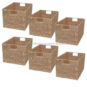 <b>Wicker</b> Rectangular <b>Shelf</b> <b>Storage</b> <b>Basket</b> Water Hyacinth <b>Basket</b> - Product Image 1