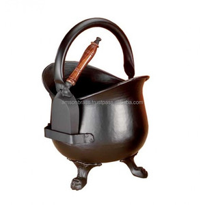 Matt Black Finished <b>Coal</b> Scuttle Wood Kindling Antique Bronze Paw Fit <b>Coal</b> Bucket with Wooden Handle <b>Shovel</b> - Product Image 1