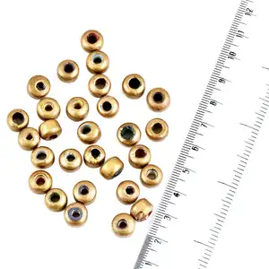 Hand Made Decorative Golden Donut Round Loose Glass Jewelry Beads for Making Jewelry (12 in Pack) NGB-B07