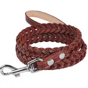 สายจูงสุนัขถัก4ฟุต,ตะกั่วหนังสีน้ำตาลดำสายพันธุ์ใหญ่ขนาดกลาง - Product Image 1