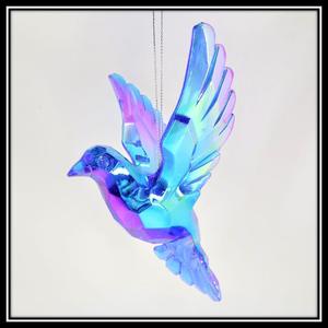 Décoration de Noël Nouvel An Ornement d'oiseau volant en acrylique bleu - Product Image 3