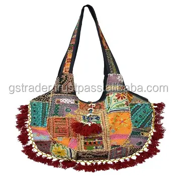 Toptan hint antika Vintage çanta nakış Banjara el çantası Hobo Tribal kol çantası çantası