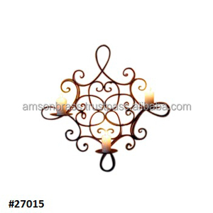 Applique murale décorative en fer forgé, large, en verre, style traditionnel - Product Image 4