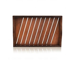 Fabricant grossiste plateau petit-déjeuner en bois poignée taille personnalisée plateau de service design fantaisie usage domestique fait bambou marbre rotin - Product Image 4