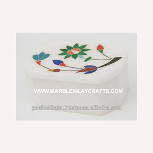 Caja Decorativa con Incrustaciones de Mármol, Cajas Hechas a Mano con Incrustaciones de Mármol - Product Image 1