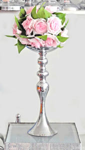 Ensemble de 2 vases à fleurs en métal hauts dorés et argentés pour la décoration de table, la maison et les arrangements floraux de mariage, vases en métal - Product Image 5