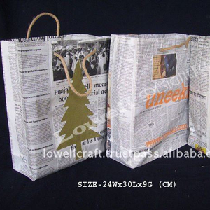 Mini Newspaper Foldable Reusable Shopping Tote <b>Bag</b> with Rope Handle and Custom Printed Logo - Product Image 2