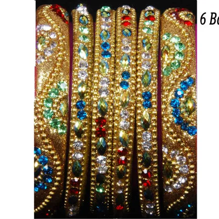 6 Stuks Indiase Bruiloft Lakh Lac Armbanden Set