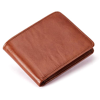 Hadiah Hari Ayah Dompet Kulit Pria Terbaik Merek Ternama, Dompet Tipis Karbon Lipat Dua dengan Pemblokir RFID dan 2 Jendela ID