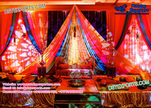 ฉากหลังไฟเบอร์ที่โดดเด่น Mehndi ตกแต่งสไตล์บอลลีวูดขั้นตอนการต้อนรับตั้งขั้นตอนการจัดงานแต่งงานตกแต่ง - Product Image 2