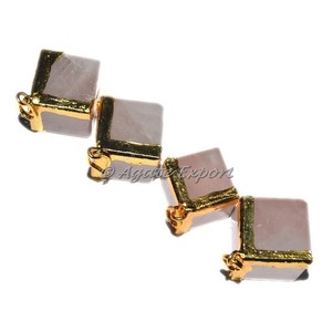 Colgantes y dijes de moda, colgantes electro de cubo de cuarzo rosa - Product Image 1