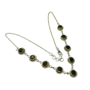 Collier en argent sterling 925 Offre Spéciale avec grenat CZ pierre précieuse beaux bijoux en argent fantaisie pour les mariages Type de chaîne de brin - Product Image 1