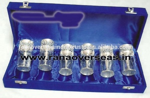 Copa de vino acanalada Vintage con grabado de latón, chapado en plata para Bar y restaurante - Product Image 2