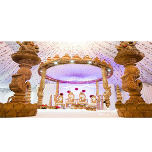 Mandaps Mandaps หงส์ไม้สำหรับงานแต่งงาน,Mandap เสาไม้แกะสลักสไตล์อินเดียสำหรับงานแต่งงานของชาวฮินดู - Product Image 1