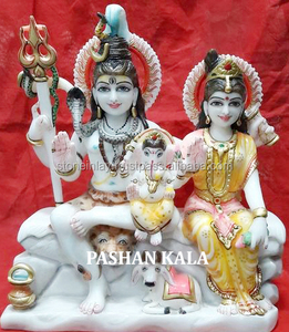 Escultura de mármol blanco puro para adoración, diosa Shiv Parvati sentado en la montaña, hermoso diseño - Product Image 1