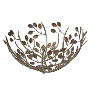 Eco-Friendly Rustic <b>Metal</b> Fruit <b>Basket</b> Colorful Leaf Design Iron <b>Storage</b> <b>Baskets</b> with Powder Coating - Product Image 1