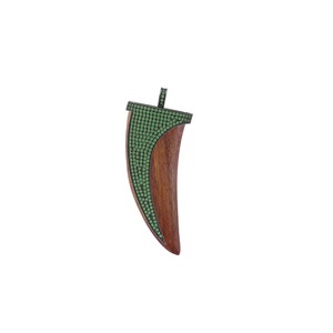 Conception de corne de pierre précieuse de diopside de chrome argenté en bois - Product Image 1