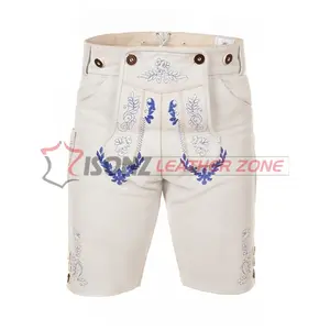 Wholesale Bavarian Lederhosen Herren kniebund lederhosen,Pale leather trousers with cowhide calfskin belt, size 46 ,58, Size