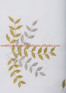 Broderie à la main en fil d'or, blanc, 100% lin, drap de lit d'hôtel, taie d'oreiller, linge de lit de luxe pour hôtel - Product Image 2