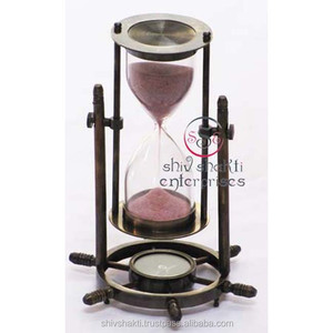 Hải lý handmade Antique Brass cát Hẹn giờ với la bàn và tàu bánh xe cơ sở quà tặng cho home & văn phòng trang trí nội thất - Product Image 1