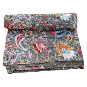 Edredones de tela de algodón de alta calidad ecológicos impresos hechos a mano Vintage indio Jaipur Kantha Queen venta al por mayor hogar dormitorio sala de estar - Product Image 1