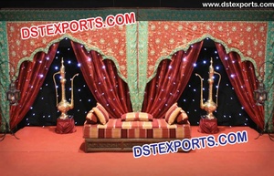 ฉากหลังที่สวยงามสำหรับเวทีปัญจาบ Mehndi เวทีฉากหลังกำมะหยี่สีน้ำเงินเข้มฉากหลังแต่งงานอินเดีย - Product Image 6