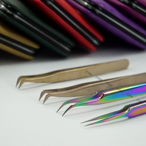 Meilleure vente ensemble de pinces à épiler pour extension de cils pointus arc-en-ciel avec logo personnalisé pince à épiler à pointe en fibre de cils de qualité supérieure - Product Image 3