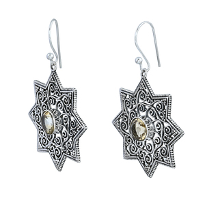 Pendientes colgantes de Starburst de Plata de Ley 925 sólida, piedras preciosas citrinas genuinas, joyería hecha a mano, CASA DE PLATA, mayorista fino - Product Image 2
