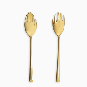 Service à salade en acier inoxydable avec poignées élégantes fabriquées à la main, serveurs à salade en métal de haute qualité, ensemble de serveurs à salade à longue poignée - Product Image 1