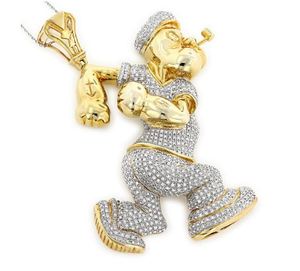 Pendentif en diamant de style Popeye en or jaune 14 carats, bijoux fins, pendentif en diamant - Product Image 1