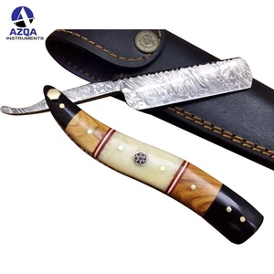 Navaja de Afeitar Profesional Hecha a Mano con Hoja Recta de Acero de Damasco para Hombres, Depilación y Cuidado Personal en Salones de Belleza - Product Image 1