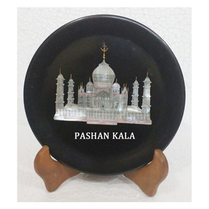 Plaque incrustée de marbre noir indien de qualité supérieure, design Taj Mahal - Product Image 1
