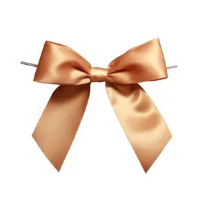 OKAY Wholesale Custom pretied ribbon bows with twist tie, pretied ribbon bows, custom ribbon bow