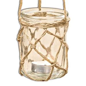Porte-bougie en verre transparent, en JUTE, à suspendre - Product Image 4
