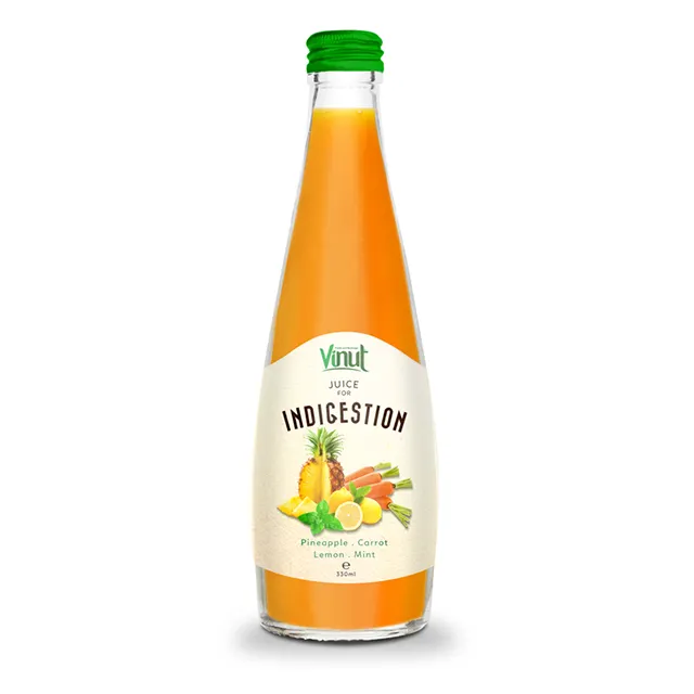 330mlガラス瓶野菜ジュース-パイナップルキャロットレモンミント