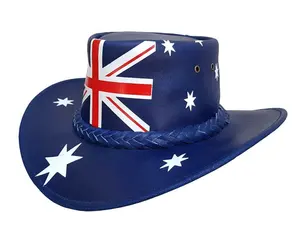 Australische Mode Cowboy Flagge Leder hüte Western Style Unisex Leder hut Sommer hüte Tourist